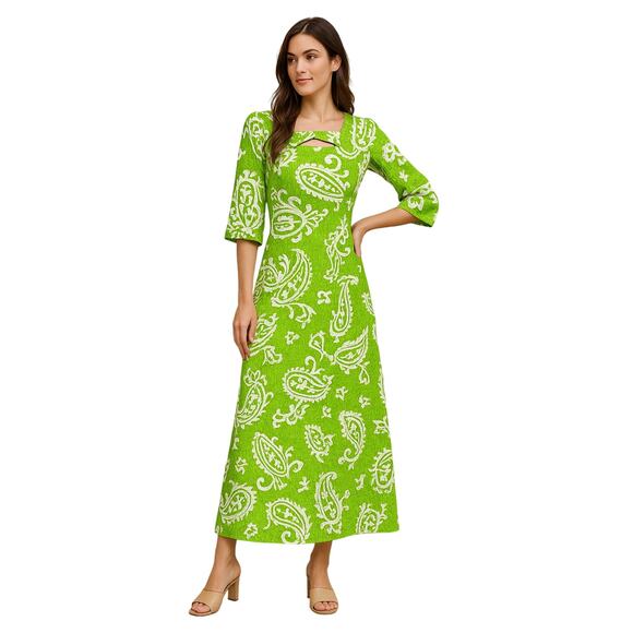Vintage 1960s Toriki Hawaii Green Maxi Dress Women’s M-L - Picture 1 of 8